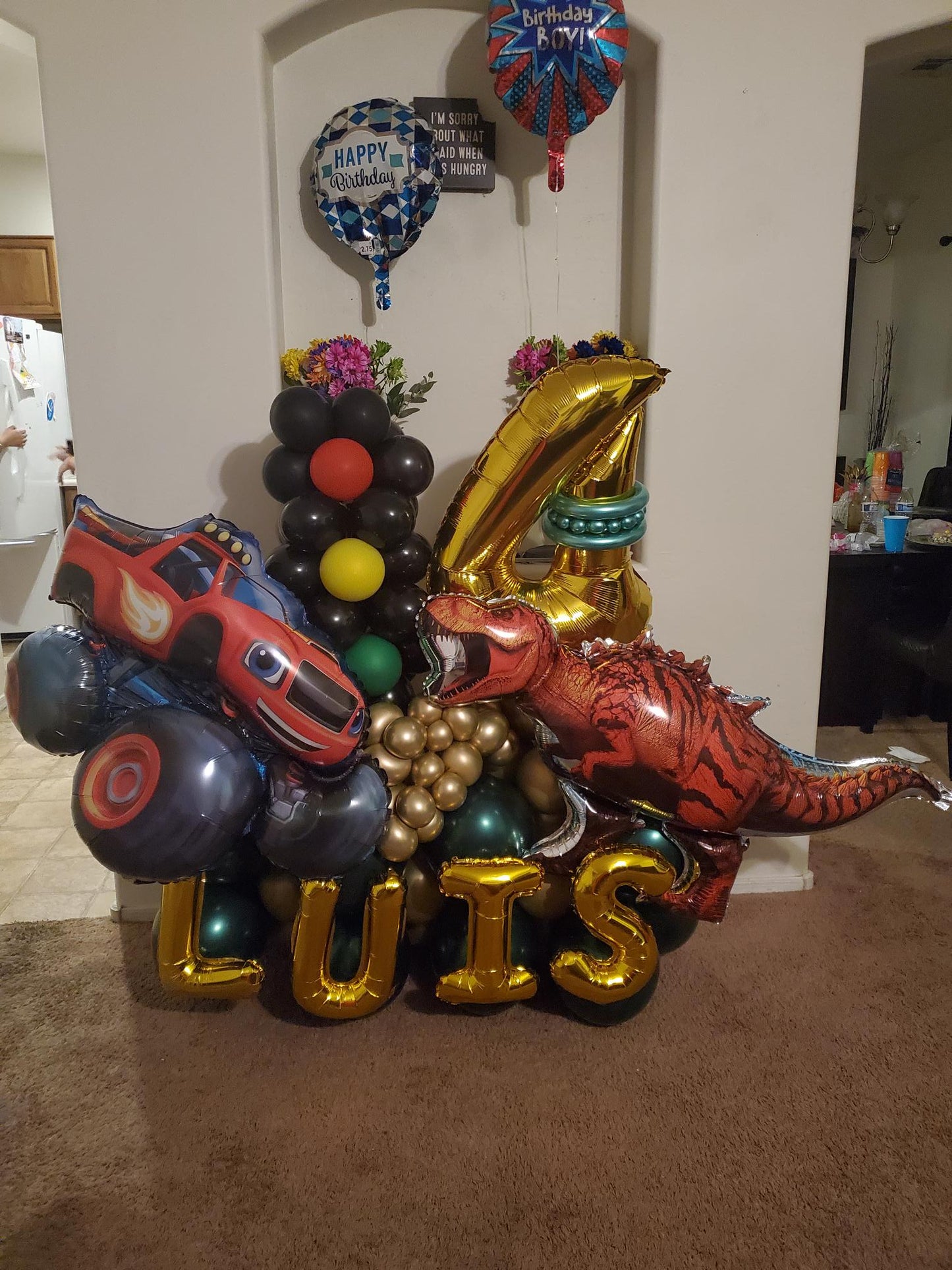 Monster Truck & Dinosaur Balloon Arrangement